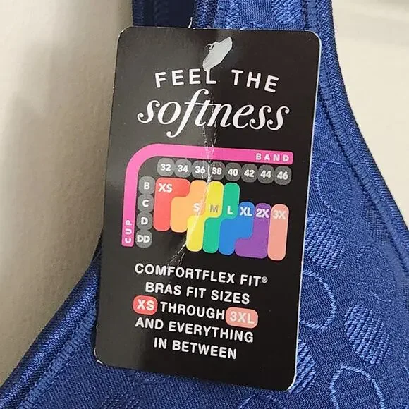 New! Bali Comfort Revolution ComfortFlex Fit Shaping Wireless Bra Navy SZ XL NWT - Picture 5 of 11
